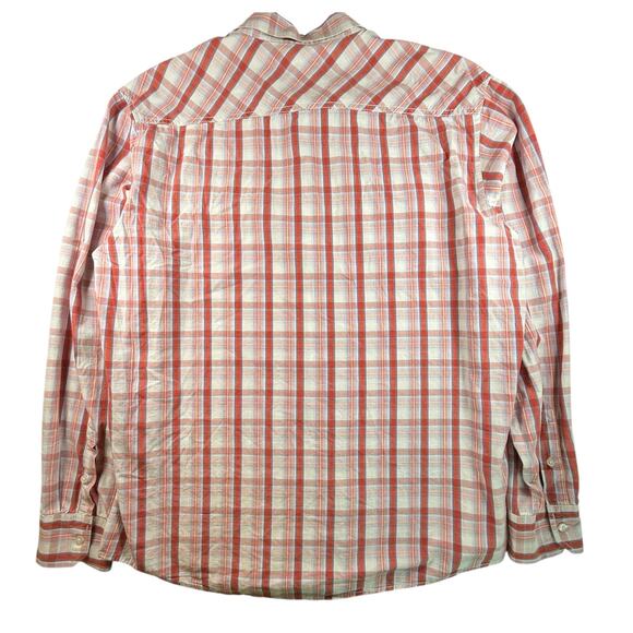 Paper Denim Cloth Red Orange Plaid Utility Button Up Work Shirt Long Sleeve 2XL - Picture 7 of 7
